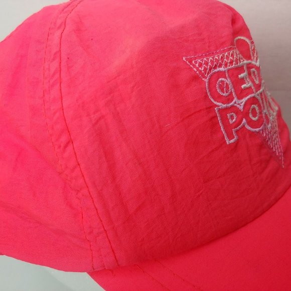 Vintage Cedar Point Pink Neon Nylon Cap Embroidered Retro Has Marks Snap Back - Picture 12 of 12